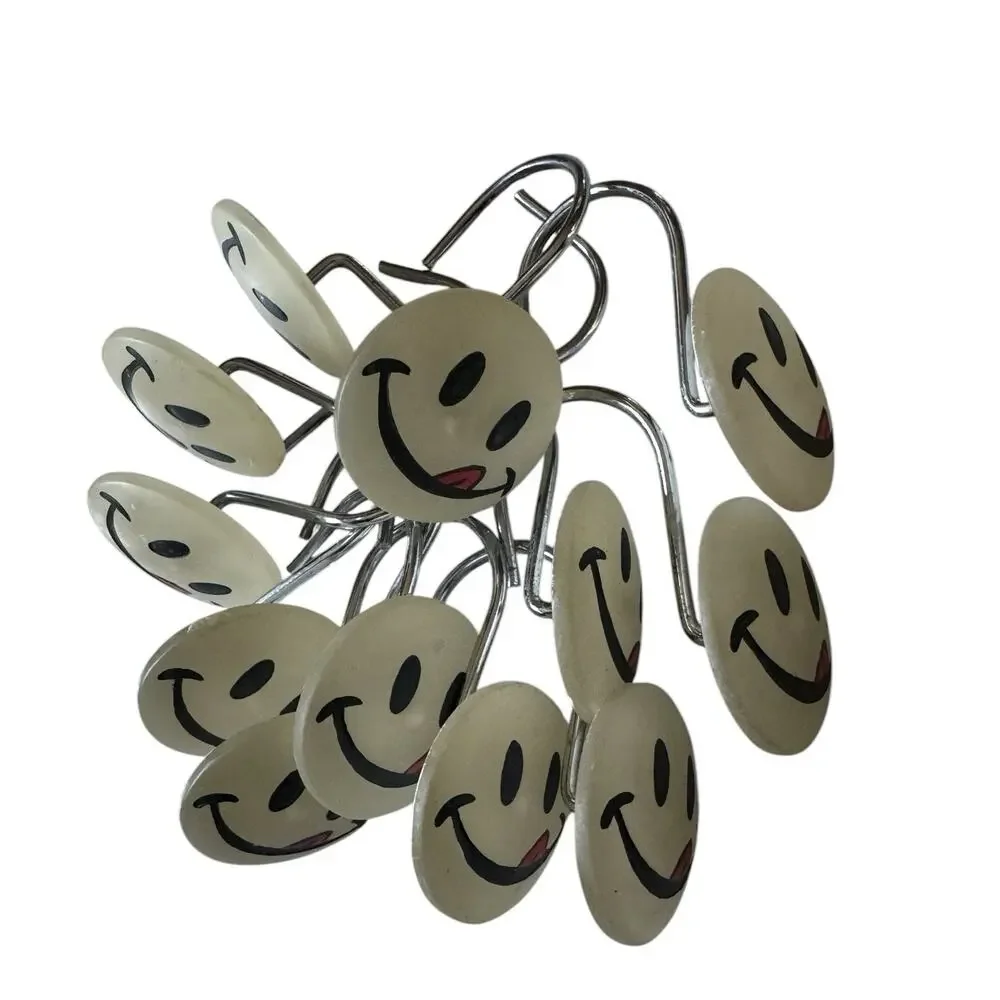 Vintage Joe Boxer‎ Smiley Face Shower Curtain Hooks Set of 12 Bathroom Retro